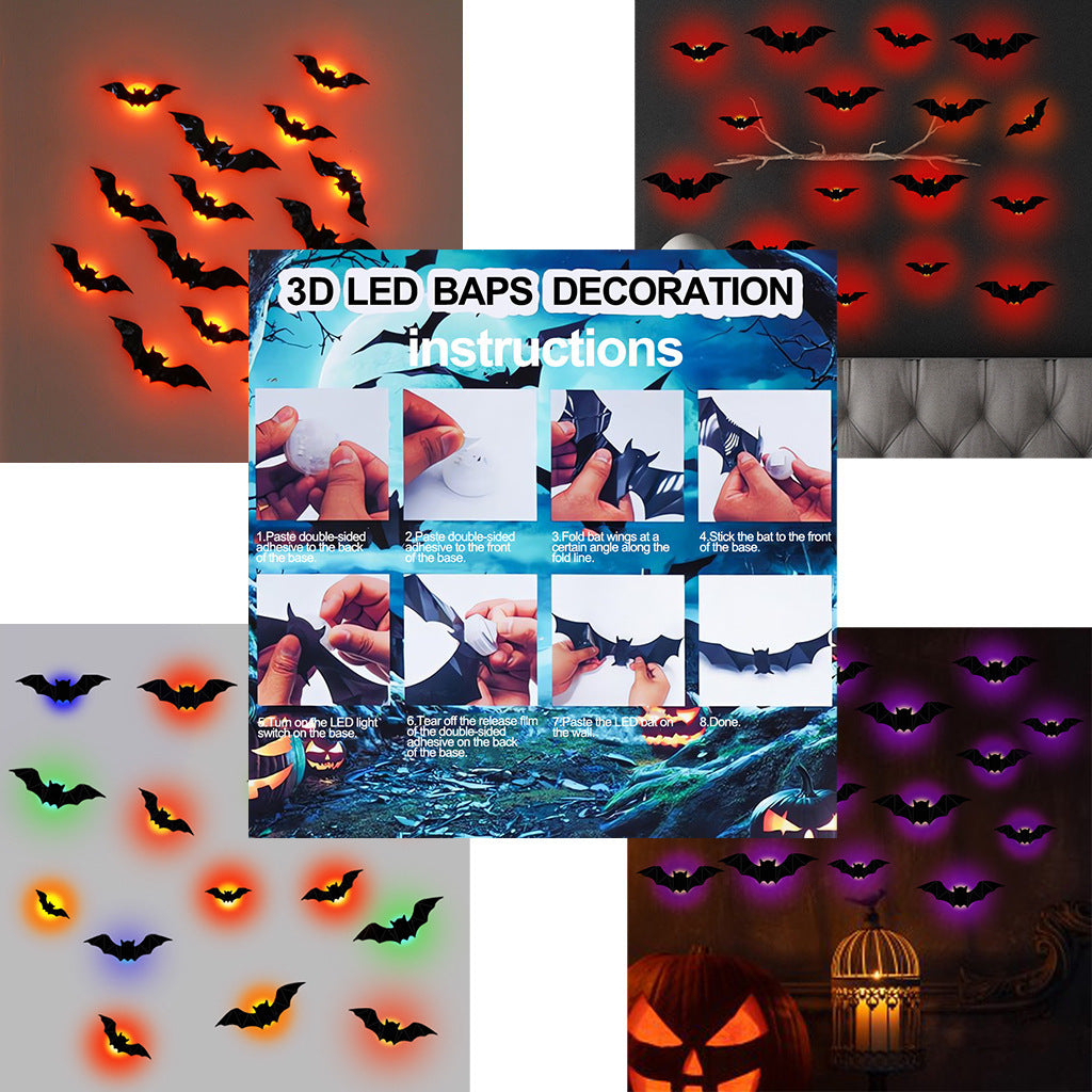 🎃🦇Halloween 3D Bat LED Wall Light Decor